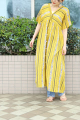 エスニック柄Vネックワンピース