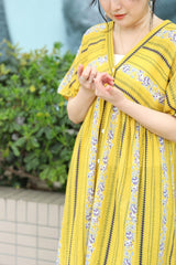 エスニック柄Vネックワンピース