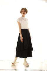 変形ヘムワイドパンツ