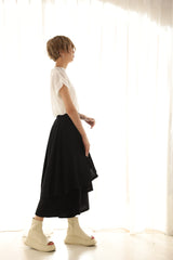 変形ヘムワイドパンツ