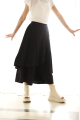 変形ヘムワイドパンツ