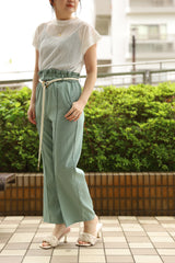リネンタッチベルト付きパンツ