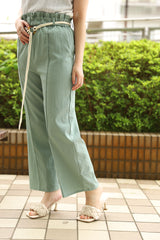 リネンタッチベルト付きパンツ