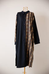 チェック柄配色シャツワンピース