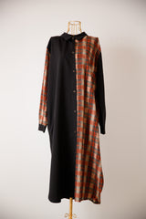 チェック柄配色シャツワンピース