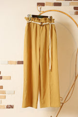 リネンタッチベルト付きパンツ