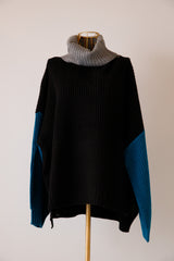 オフタートルバイカラーニットプルオーバー