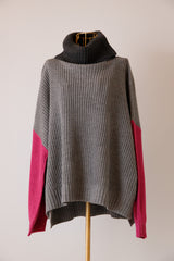 オフタートルバイカラーニットプルオーバー