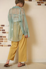 リネンタッチベルト付きパンツ