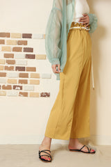 リネンタッチベルト付きパンツ