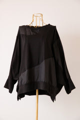 異素材切替ラグランビッグプルオーバー