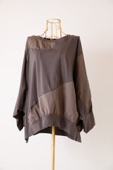 異素材切替ラグランビッグプルオーバー