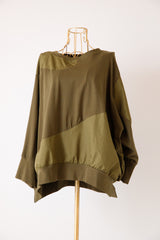 異素材切替ラグランビッグプルオーバー