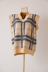 チェック柄ニットベスト