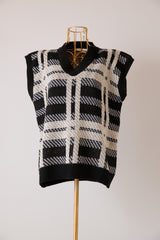 チェック柄ニットベスト