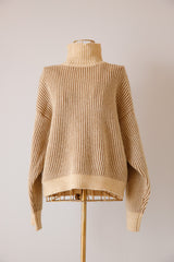 アルパカタッチ配色リブプルオーバー