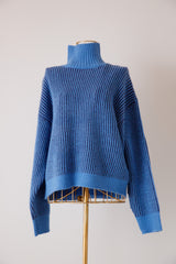 アルパカタッチ配色リブプルオーバー