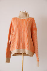 アルパカタッチ配色リブプルオーバー