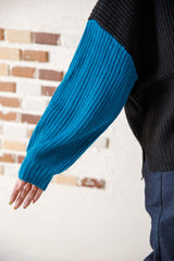 オフタートルバイカラーニットプルオーバー