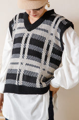 チェック柄ニットベスト