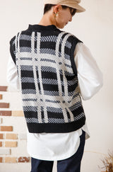 チェック柄ニットベスト