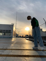 フリンジショルダージャガードスリーブカーディガン