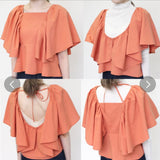 リネンタッチ前後2wayフリルブラウス